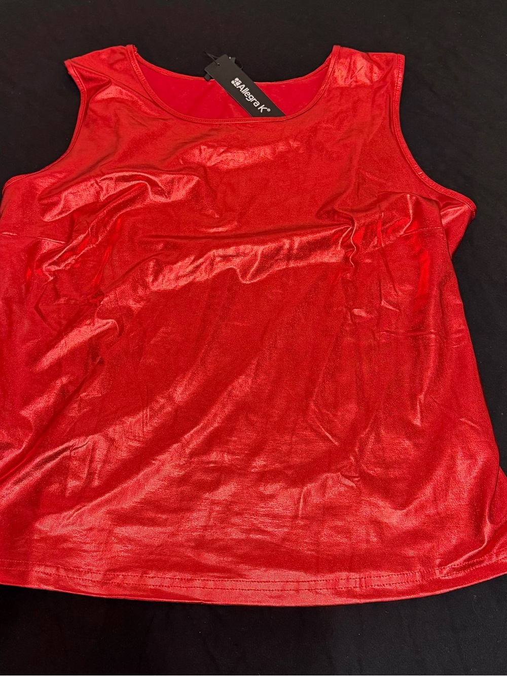 Allegra K Shiny Red Sleeveless Tank Top